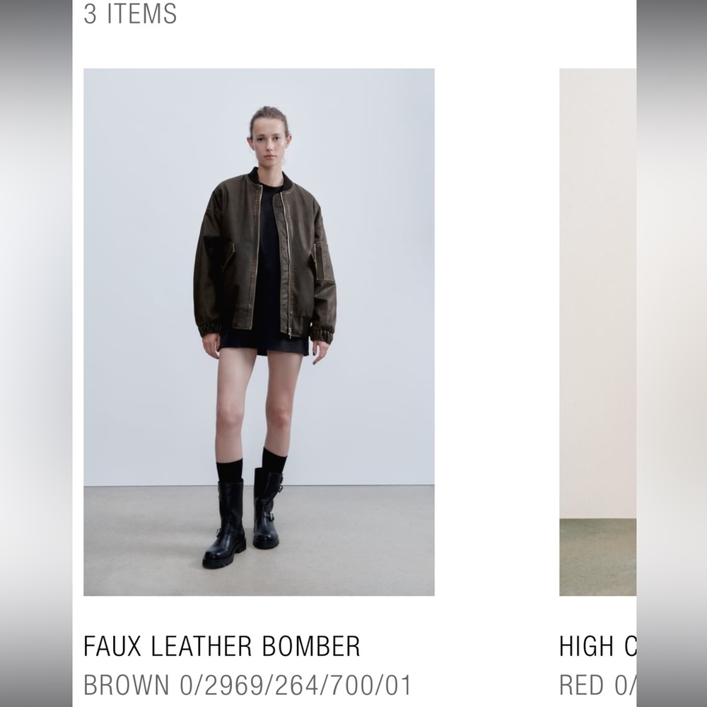 Zara oversized faux leather vintage-style jacket